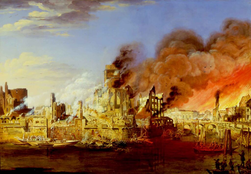 Brand der Nikolaikirche 1842