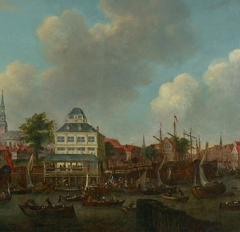 Johann Georg Stuhr, Baumhaus mit Nieder- und Binnenhafen, 1690, Patriotische Gesellschaft, Foto Ehlert