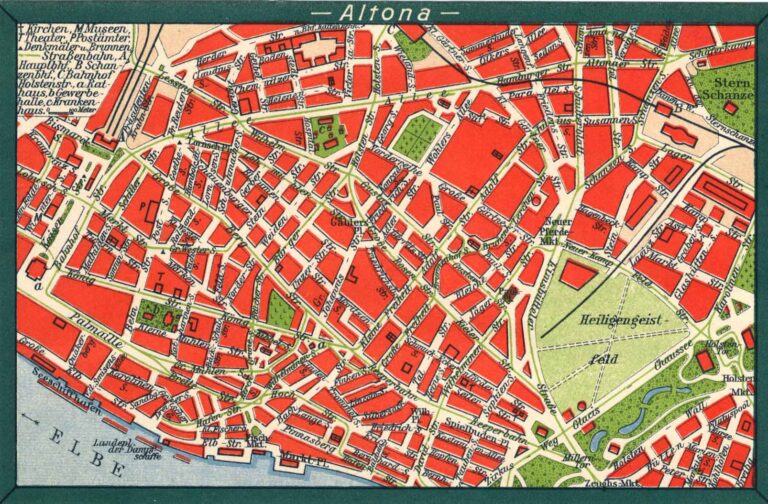 Postkarte mit Stadtplan von Altona-Altstadt, um 1900, Inventar-Nr.: 1999-466-6