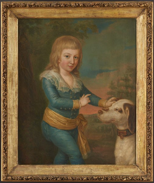 Gemälde von                                                                                                                                                Theodor Friedrich Stein „Kinderbildnis: Reichsgraf Friedrich von Holme“, Öl auf Leinwand, 1786