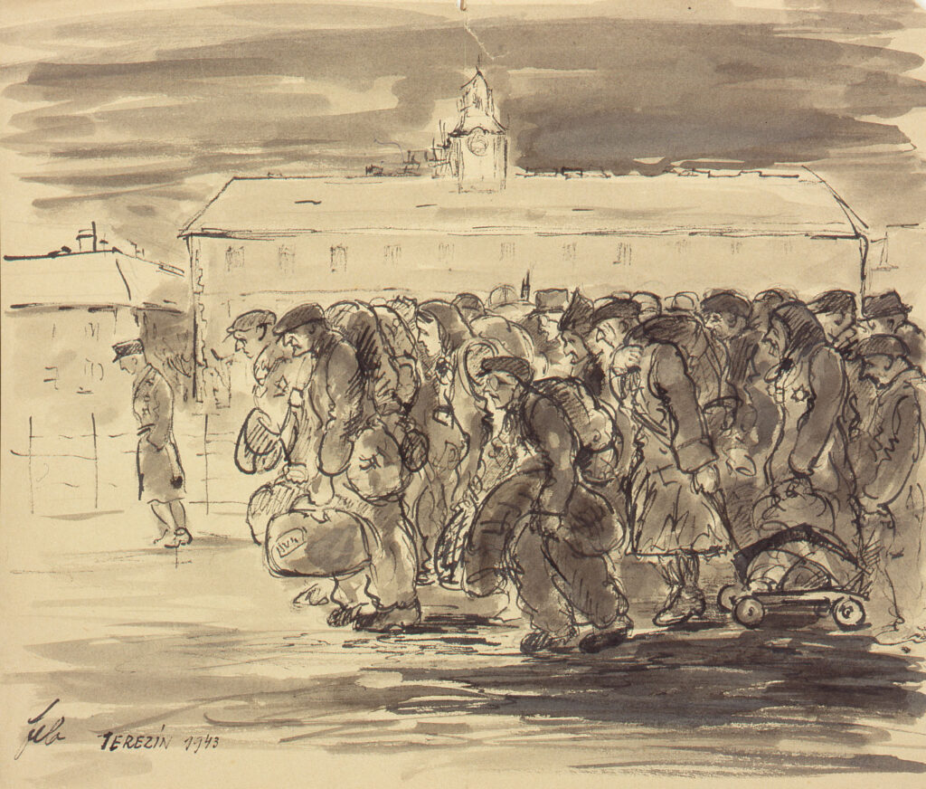 Felix Bloch: "Transport aus Wien kommt an", 1943 (Altonaer Museum, Inv. Nr.: 2021-0202,50)
