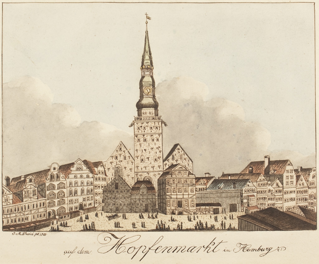 Das Bild zeigt den Hamburger Hopfenmarkt.
